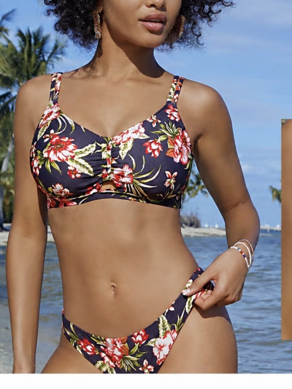 Birdsong NWT Supportive Full Bust Underwire 2PC Bikini Set Floral 38G XL